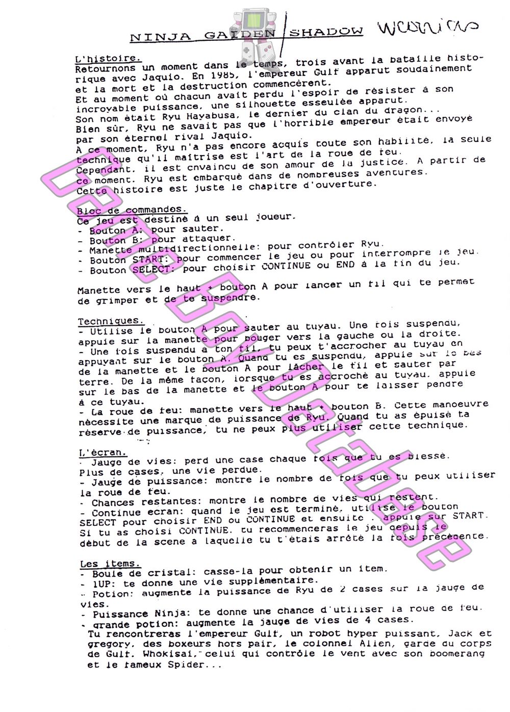 Shadow Warriors FRG Other documents