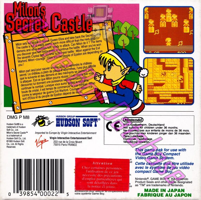 Milon's Secret Castle FAH (41213) - Informations - Game Boy