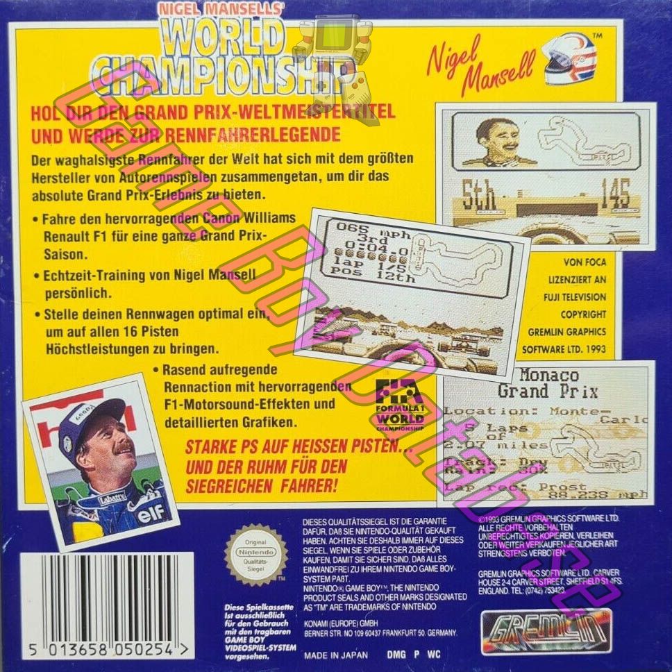 Nigel Mansell’s World Championship NOE Back of the box