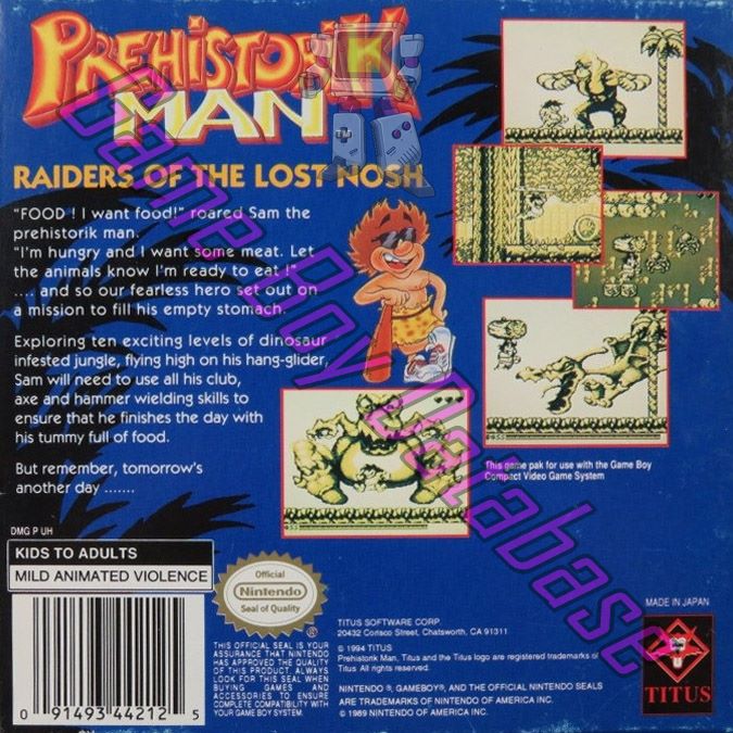 Prehistorik Man USA Back of the box