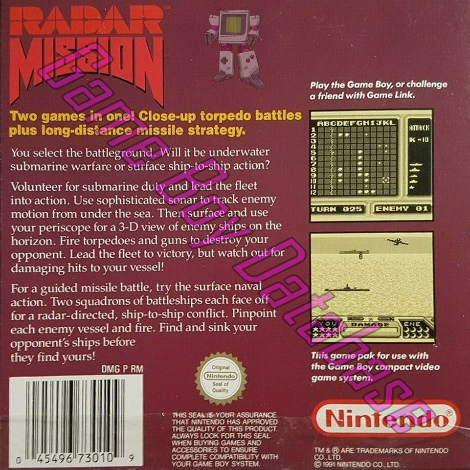 Radar Mission AUS-1 Back of the box
