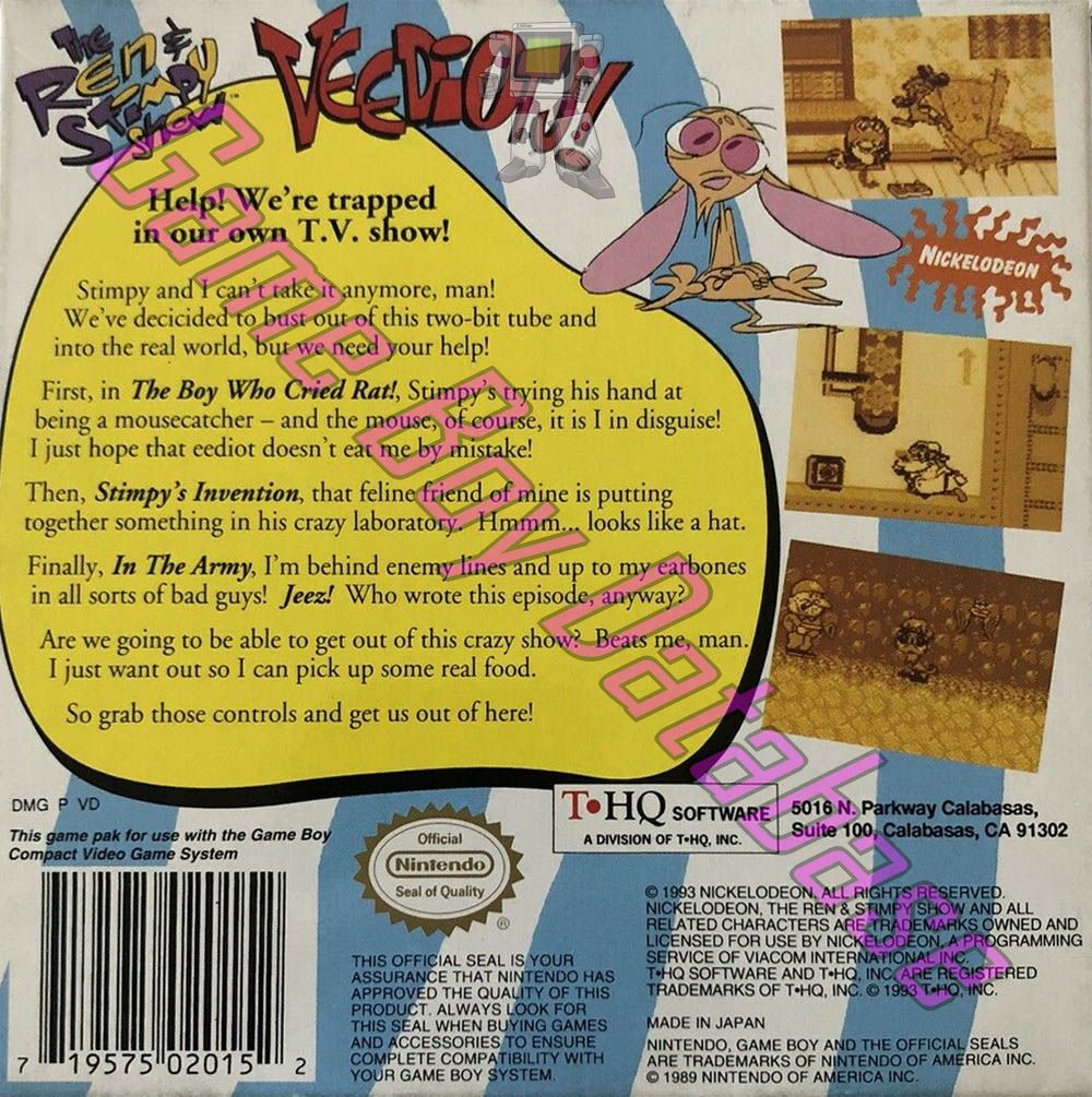 Ren & Stimpy Show Veediots! (the) USA Back of the box
