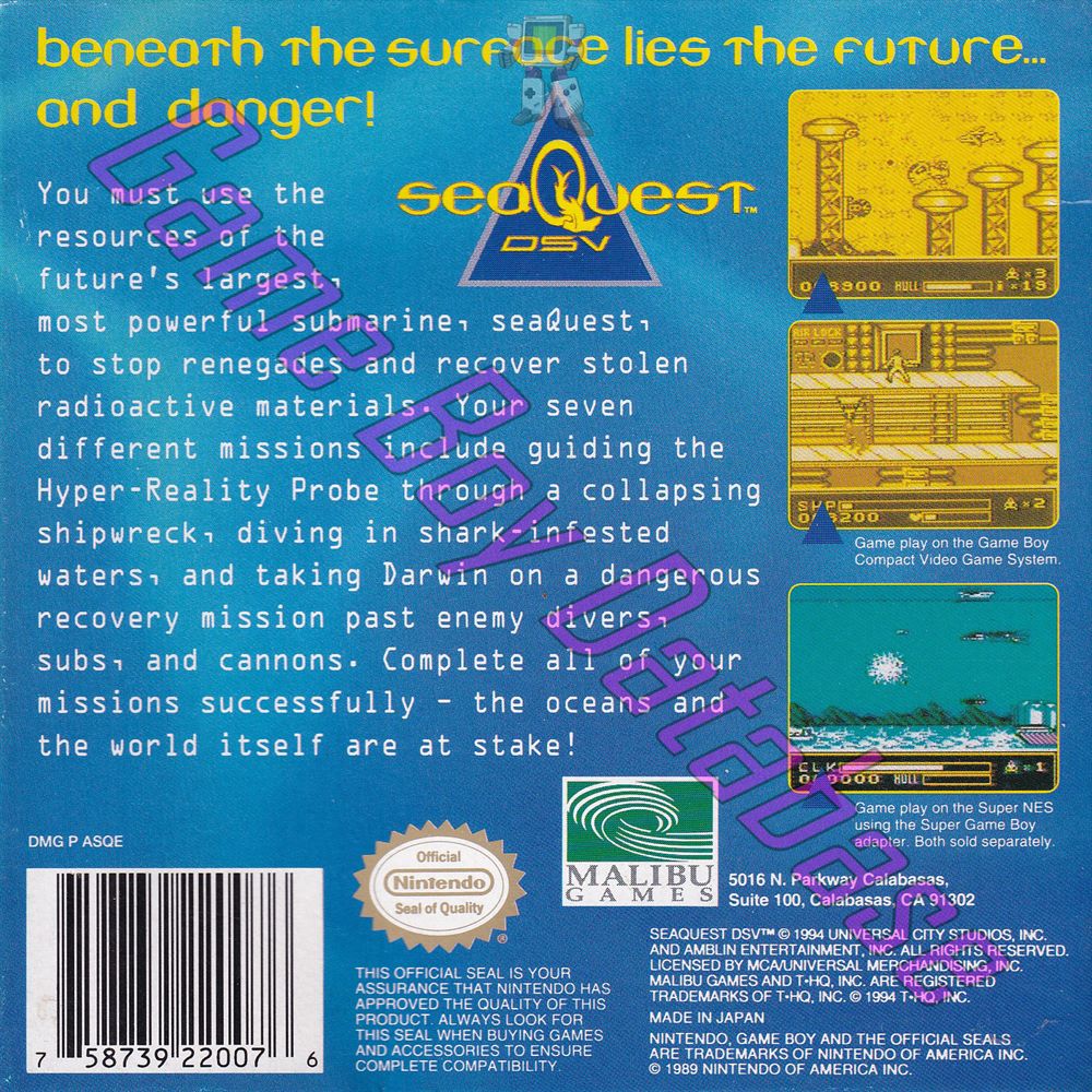 SeaQuest DSV USA Back of the box