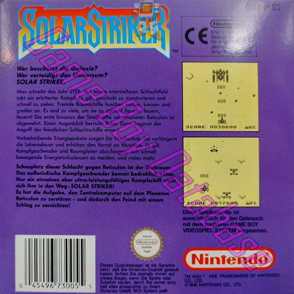 Solar Striker NOE-2 Back of the box