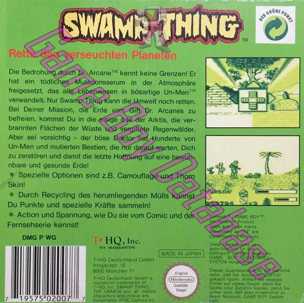 Swamp Thing NOE-1 Back of the box