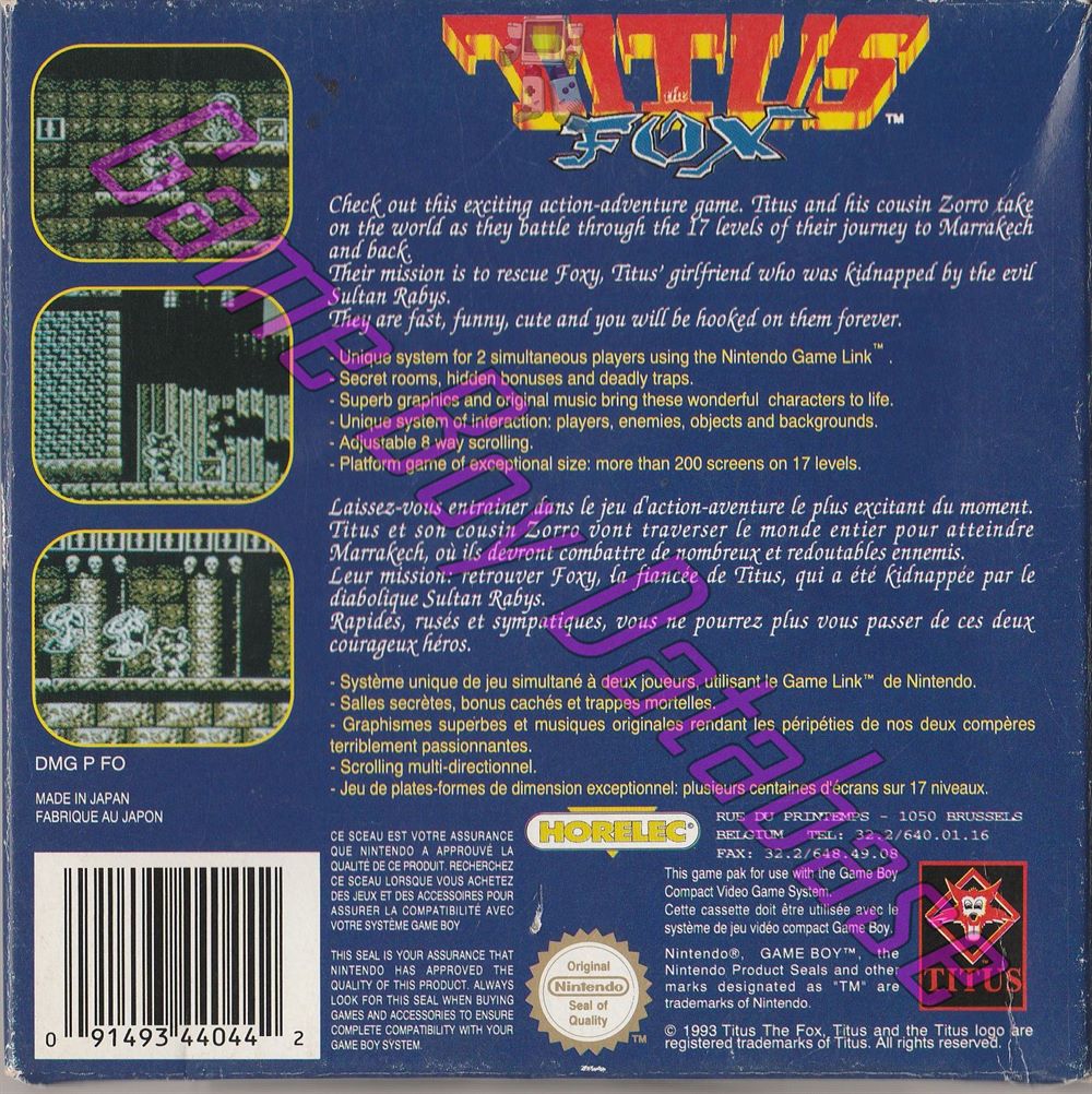 Titus the Fox FAH-1 Back of the box