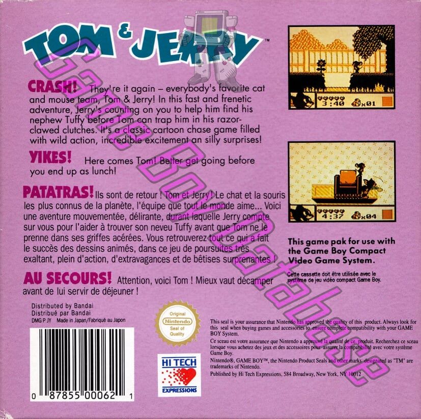 Tom & Jerry FAH Back of the box