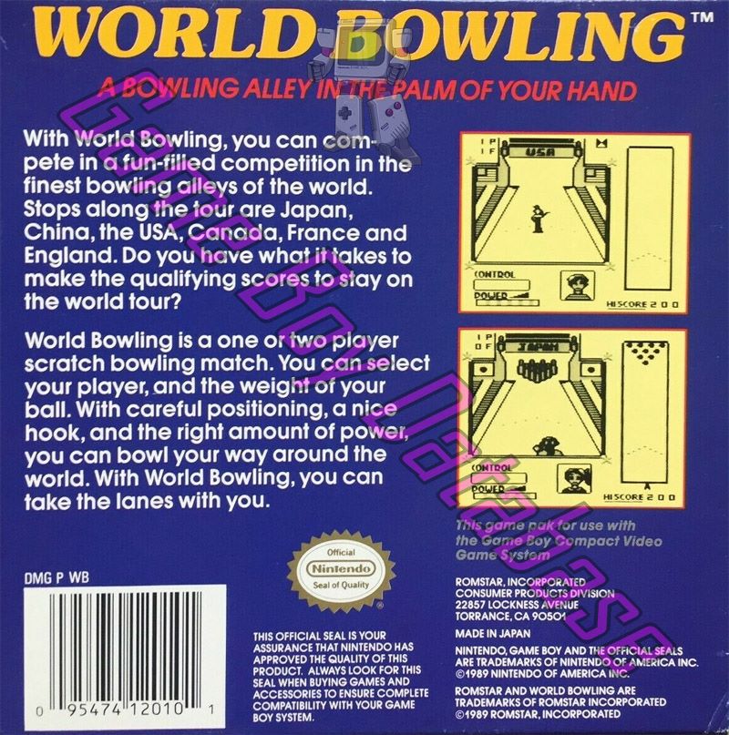 World Bowling USA Back of the box