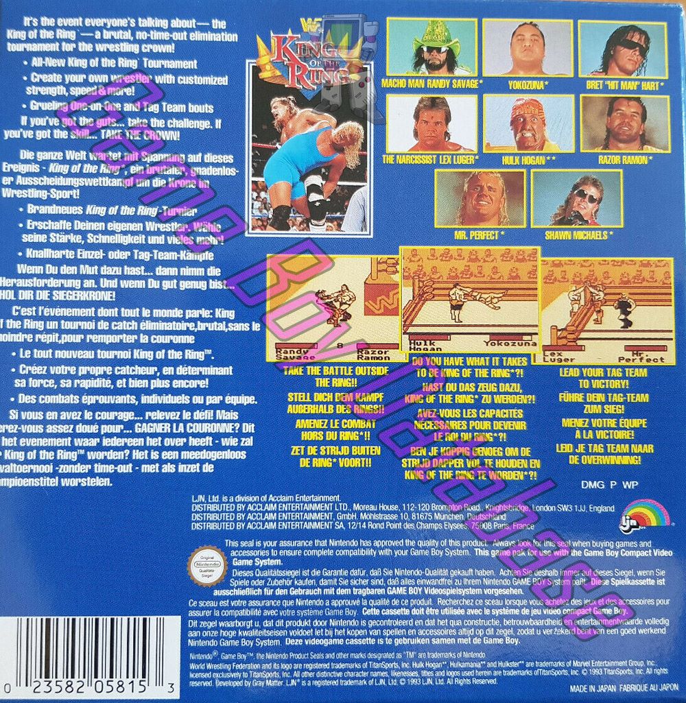 WWF King of the Ring NOE Back of the box