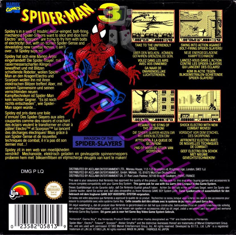 Spider-Man 3 Invasion of the Spider-Slayers FAH Back of the box
