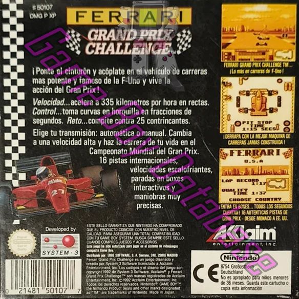Ferrari Grand Prix Challenge ESP Back of the box