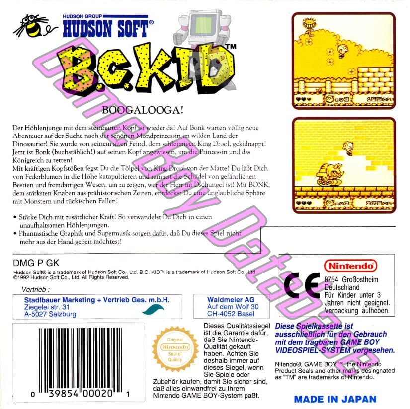 B.C. Kid FRG Back of the box