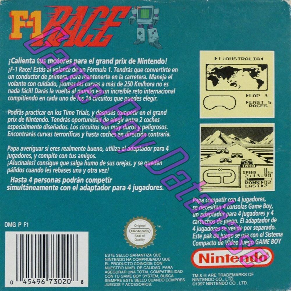 F-1 Race ESP Back of the box