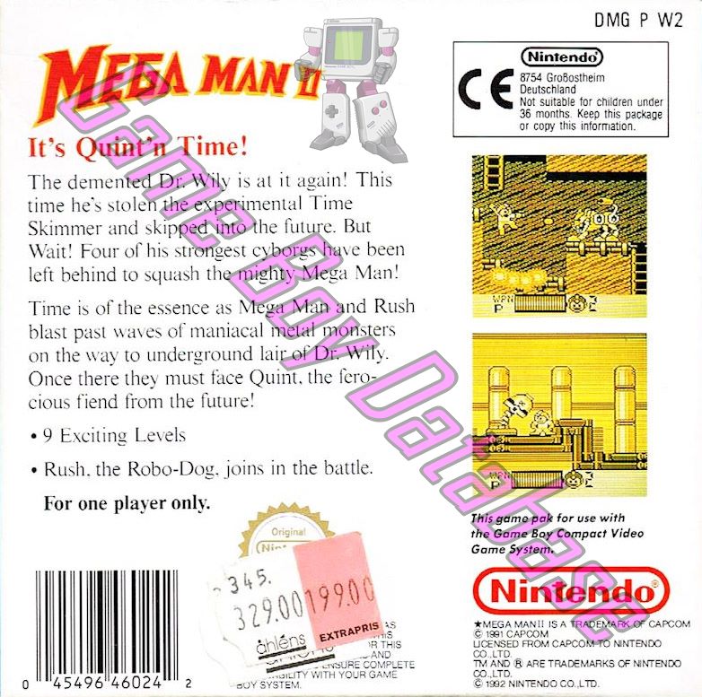 Mega Man II SCN Back of the box