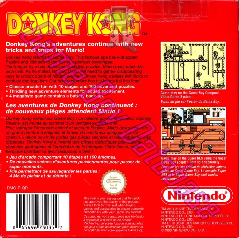 Donkey Kong (Nintendo Classics version) FAH Back of the box