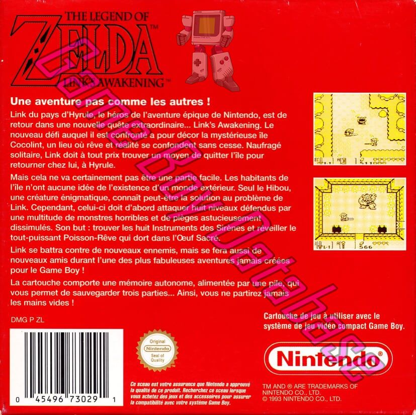 Legend of Zelda Link's Awakening (the) (Nintendo Classics version) FRA Back of the box