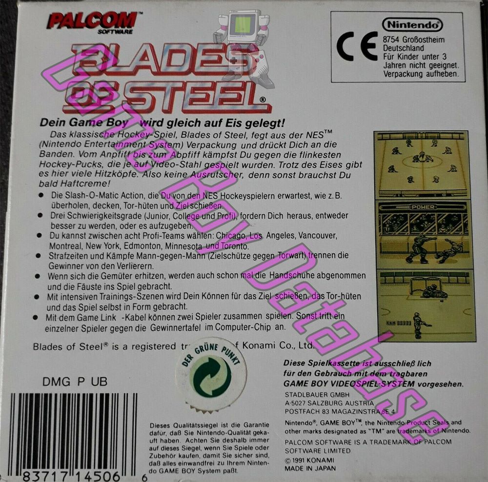 Blades of Steel NOE Back of the box