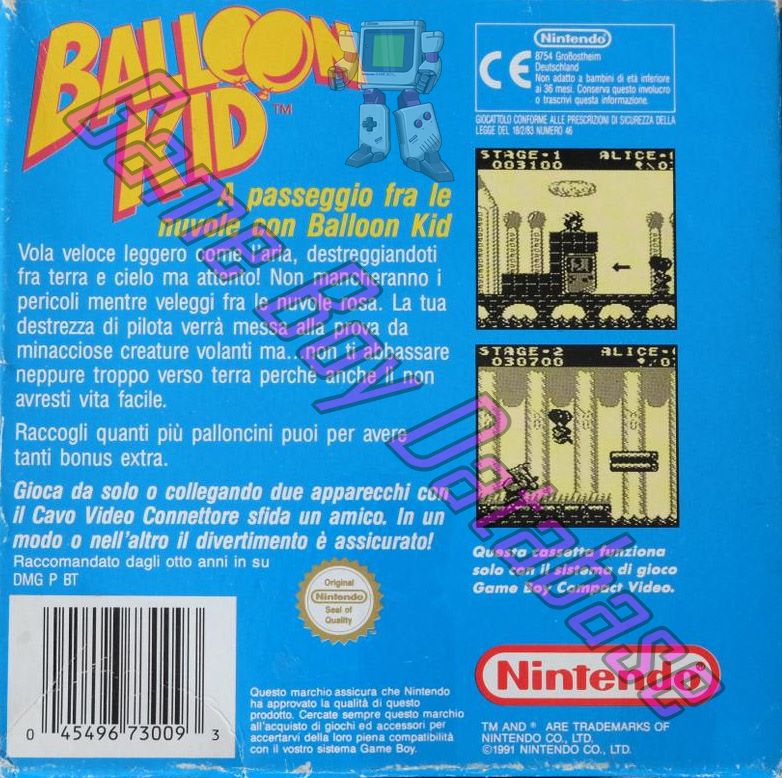 Balloon Kid ITA Back of the box