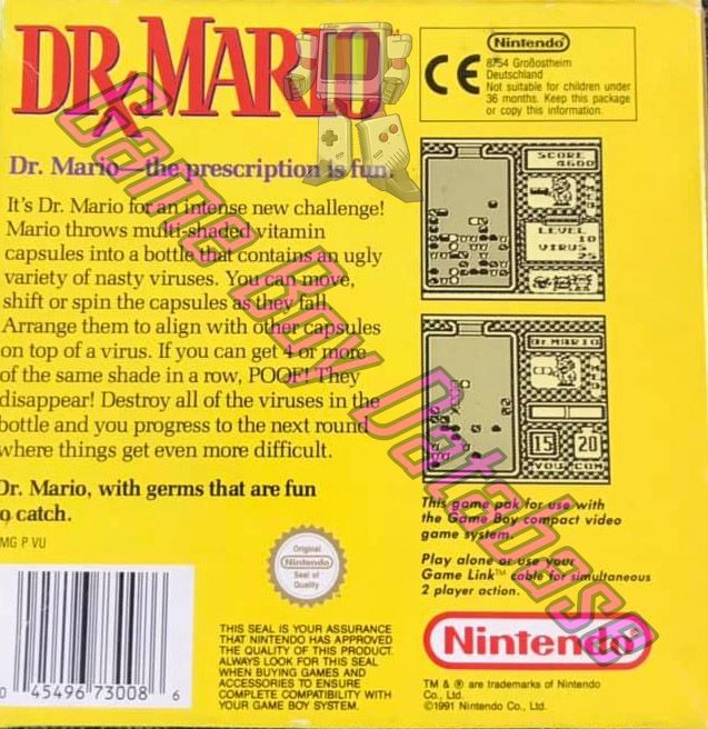 Dr. Mario UKV Back of the box