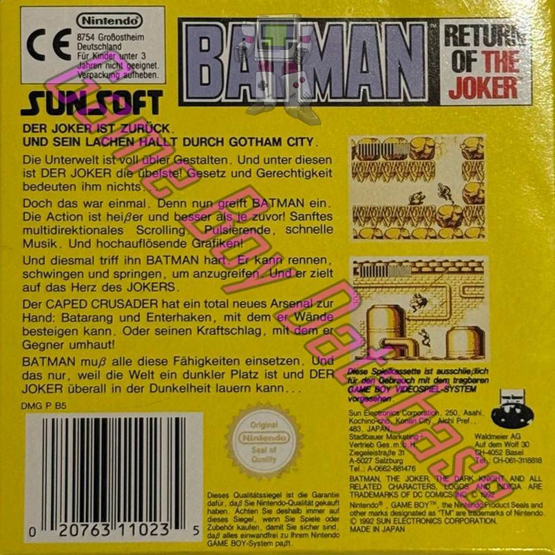Batman Return of the Joker FRG Back of the box