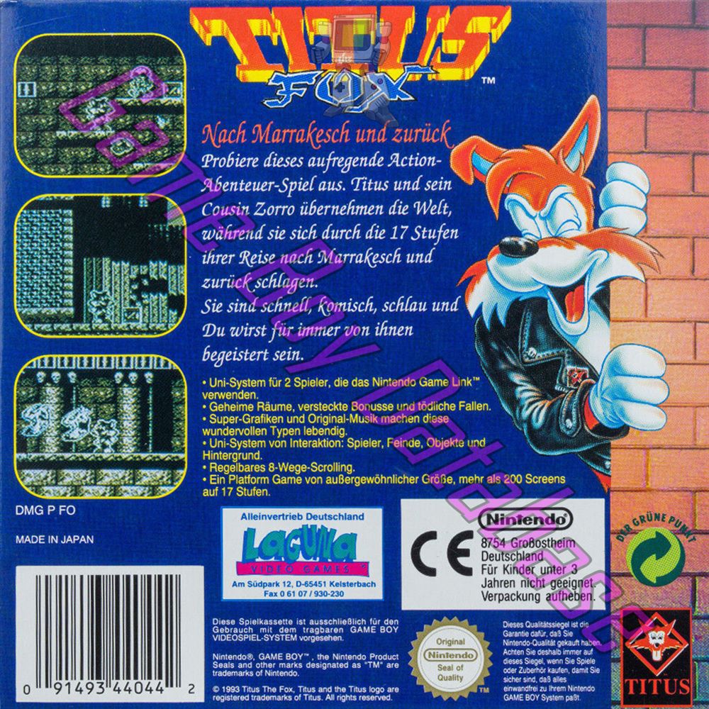 Titus the Fox FRG-2 Back of the box