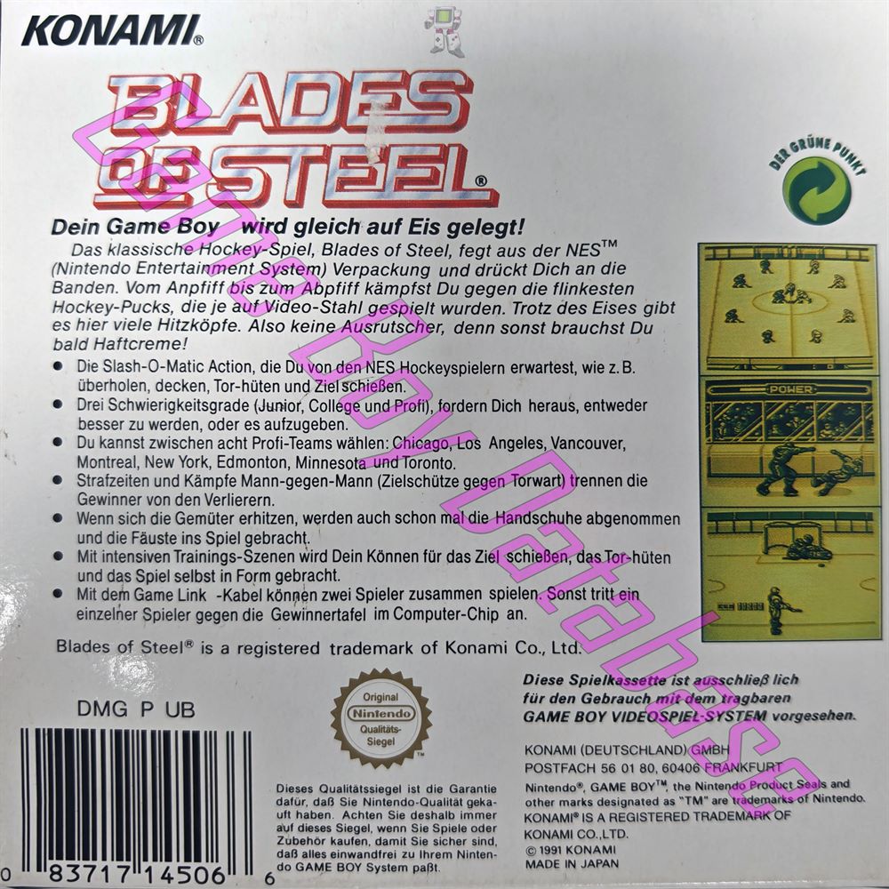 Blades of Steel NOE-1 Back of the box