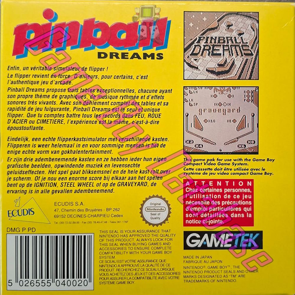 Pinball Dreams FAH Back of the box