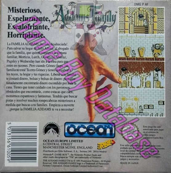 Addams Family (the) ESP Back of the box