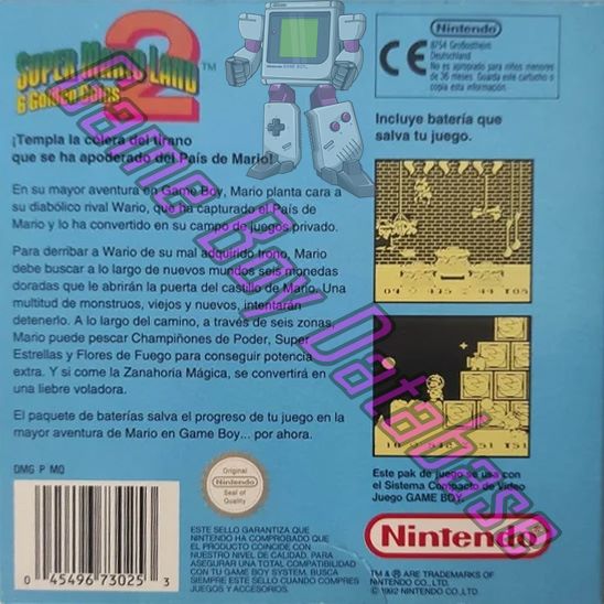 Super Mario Land 2: 6 Golden Coins  ESP-1 Back of the box