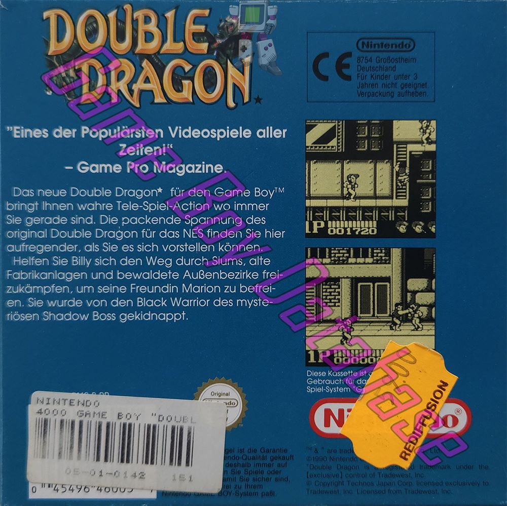 Double Dragon FRG Back of the box