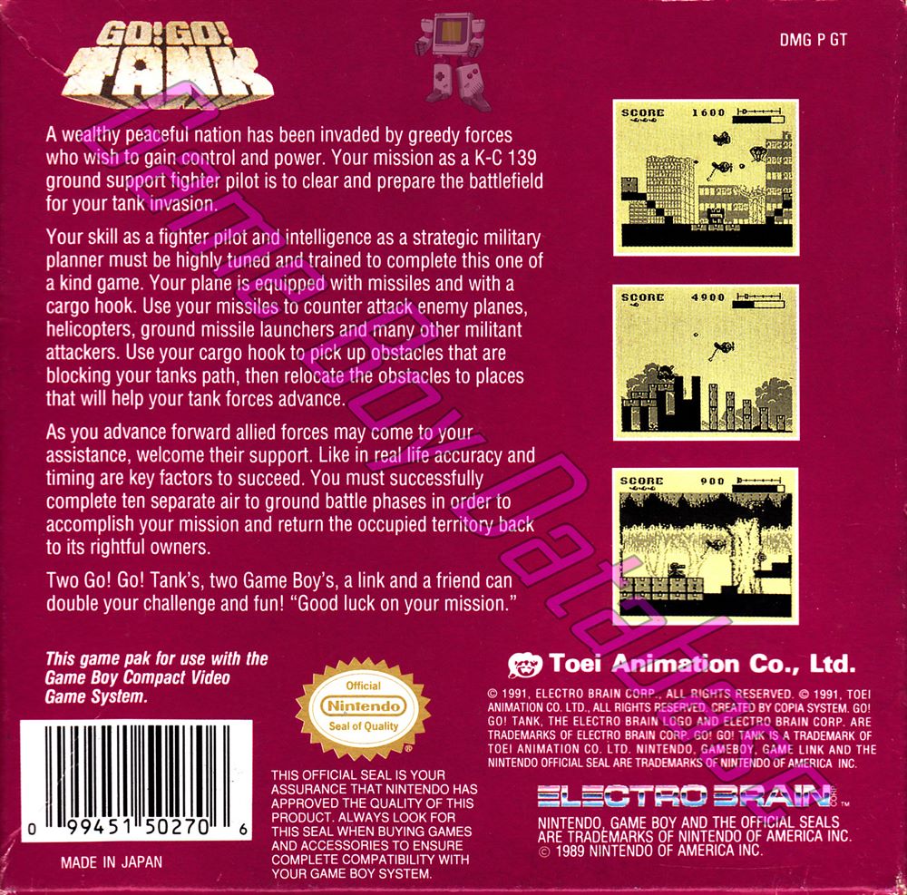 Go! Go! Tank USA Back of the box