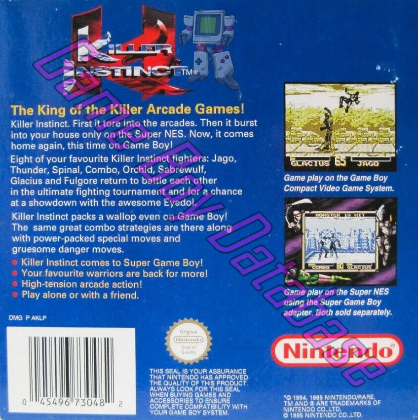 Killer Instinct AUS Back of the box