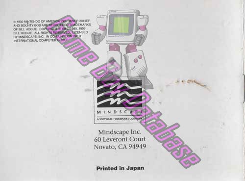 Miner 2049er USA Back of the booklet