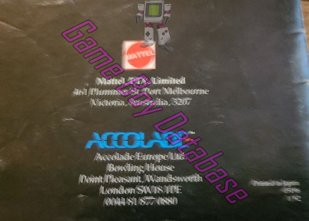 Turrican AUS Back of the booklet