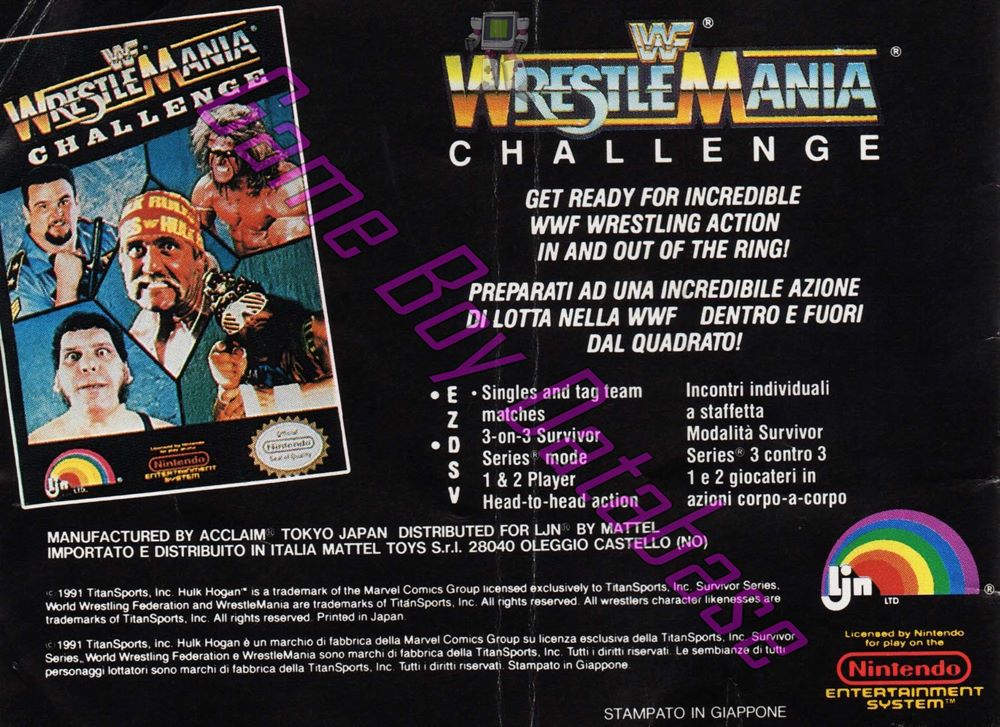 WWF Superstars ITA Back of the booklet