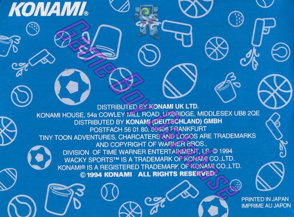 Tiny Toon Adventures Wacky Sports EUR-1 Back of the booklet