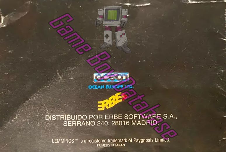 Lemmings ESP Back of the booklet