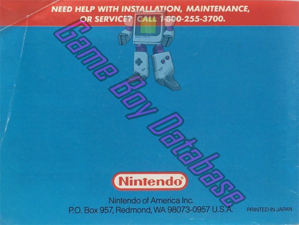 Super Mario Land 2: 6 Golden Coins USA-1 Back of the booklet