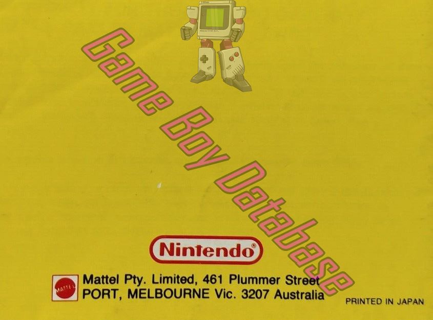 Dynablaster AUS Back of the booklet