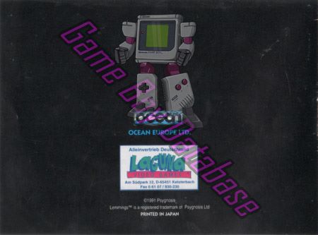 Lemmings NOE-2 Back of the booklet