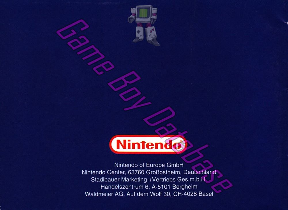Game & Watch Gallery NNOE Back of the booklet