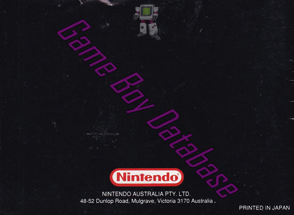 Super Mario Land AUS-2 Back of the booklet