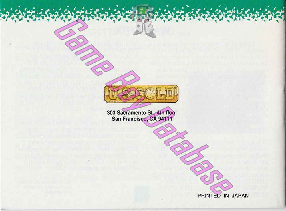 Winter Olympic Games USA Back of the booklet