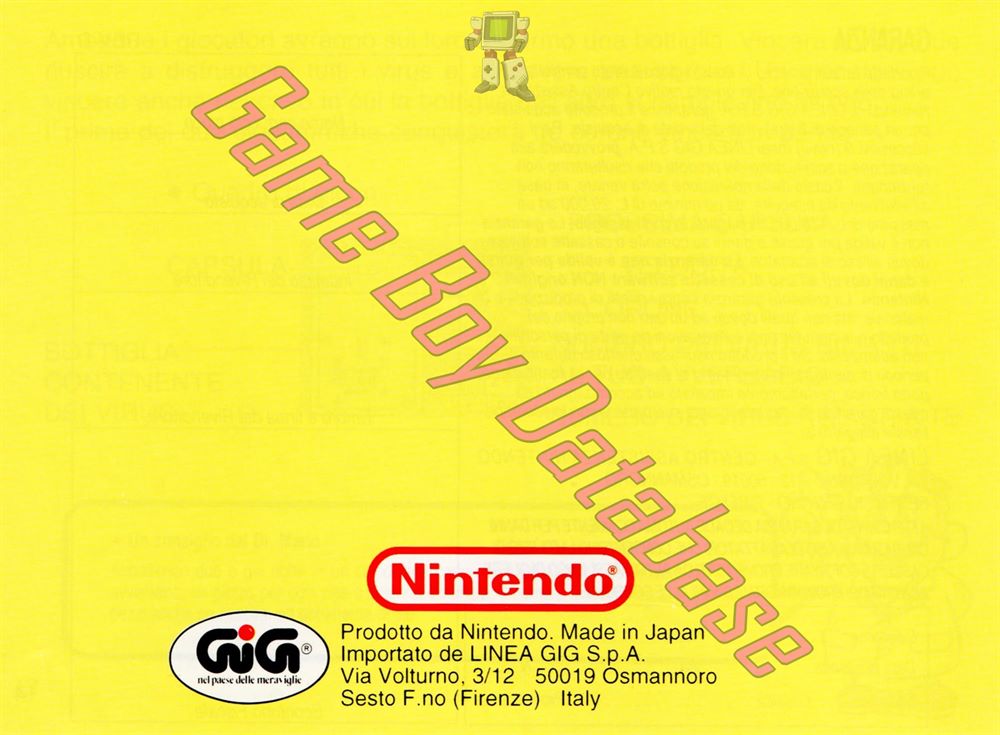 Dr. Mario ITA-3 Back of the booklet