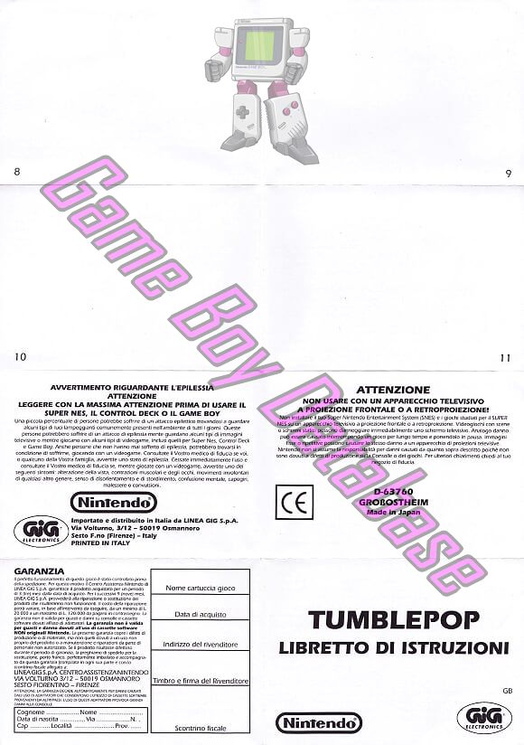 TumblePop (Nintendo Game Boy, 1992) for sale online | eBay