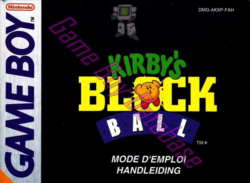 Kirby's Block Ball FAH Front of the booklet