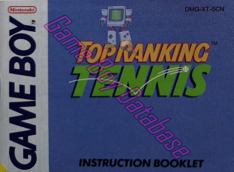 Top Ranking Tennis SCN Front of the booklet