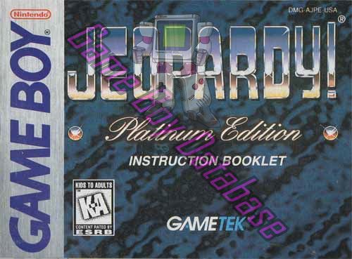 Jeopardy Platinum Edition USA Front of the booklet