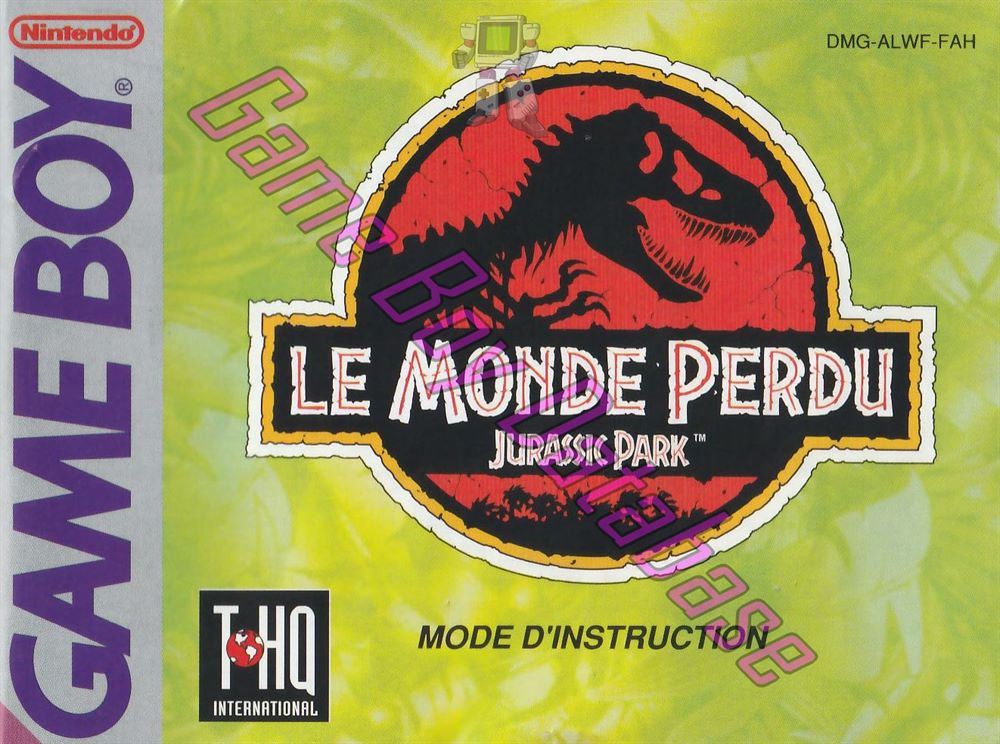Jurassic Park Le Monde Perdu FAH Front of the booklet